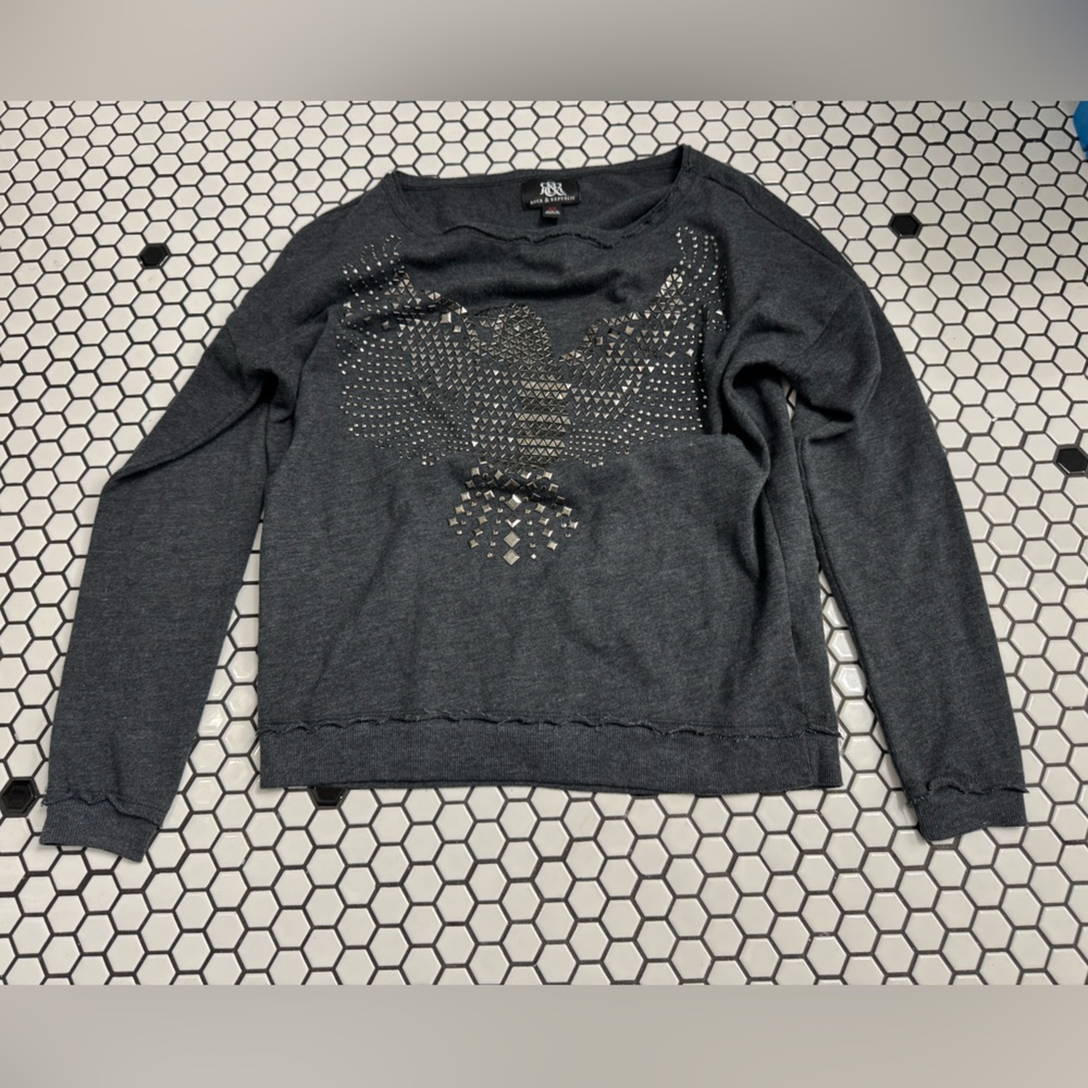 Rock & Republic Charcoal Sweatshirt with bling size XS